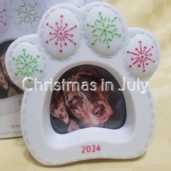 Hallmark 2024 Happy Dog Puppy photo frame holder Christmas Ornament - Picture 1 of 2